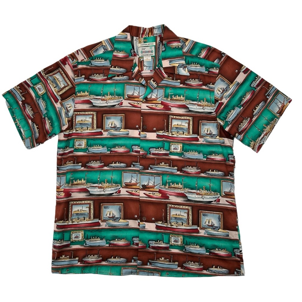 Reyn Spooner American Classics Ships Boat Nautical Print Shirt size Large